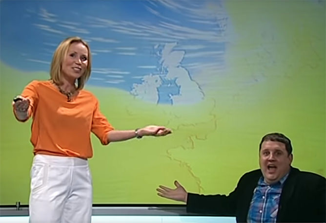 Peter Kay gatecrashing Dianne Oxberry's BBC weather broadcast